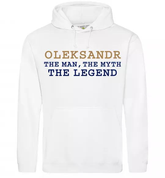 Мужская толстовка (худи) Oleksandr the myth the legend Белый фото