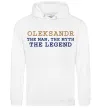 Мужская толстовка (худи) Oleksandr the myth the legend Белый фото