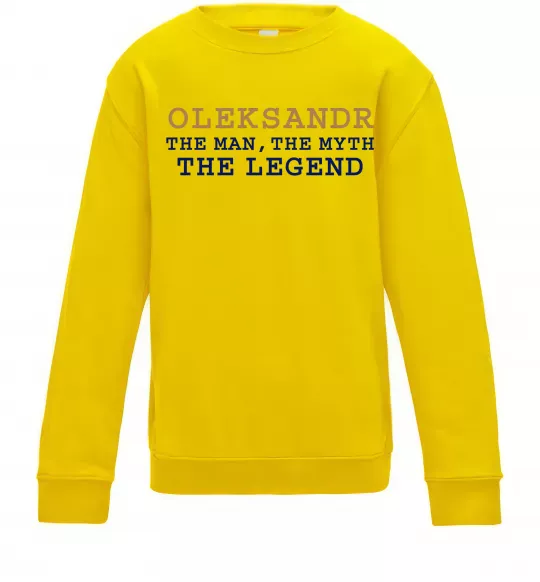Детский Свитшот Oleksandr the myth the legend Солнечно желтый фото