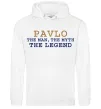 Мужская толстовка (худи) Pavlo the myth the legend Белый фото