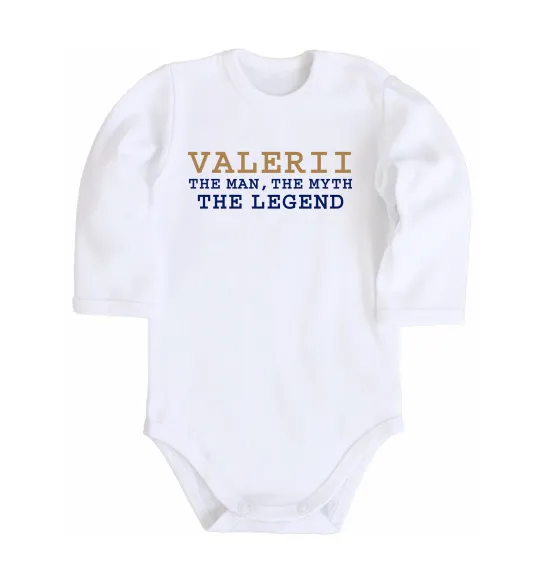Дитячий бодік Valerii the myth the legend Білий фото