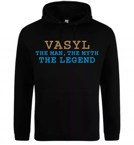 Мужская толстовка (худи) Vasyl the myth the legend Черный фото