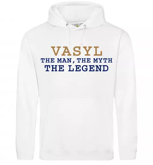 Мужская толстовка (худи) Vasyl the myth the legend Белый фото