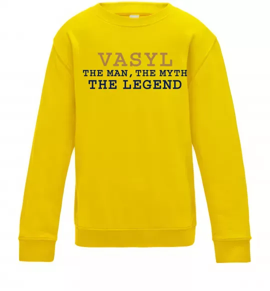 Детский Свитшот Vasyl the myth the legend Солнечно желтый фото