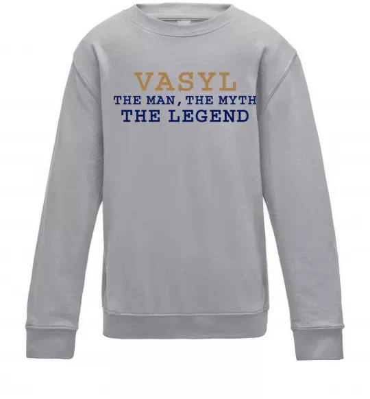 Детский Свитшот Vasyl the myth the legend Серый меланж фото