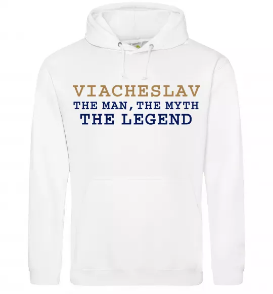 Чоловіча толстовка (худі) Viacheslav the myth the legend Білий фото