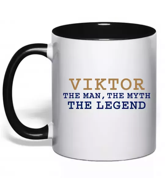 Чашка з кольоровою ручкою Viktor the myth the legend Чорний фото