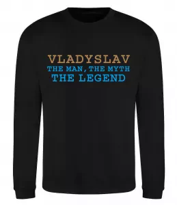 Світшот Vladyslav the myth the legend Чорний фото