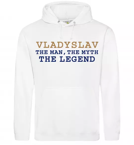 Мужская толстовка (худи) Vladyslav the myth the legend Белый фото
