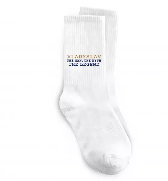 Шкарпетки Vladyslav the myth the legend Білий фото
