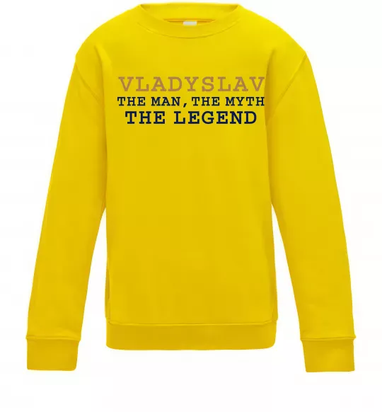 Дитячий світшот Vladyslav the myth the legend Сонячно жовтий фото