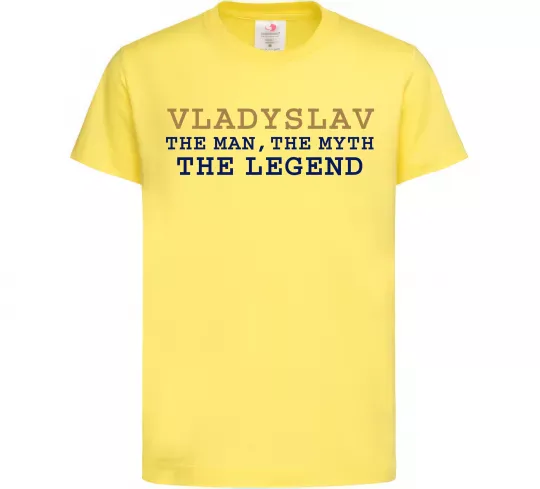 Дитяча футболка Vladyslav the myth the legend Лимонний фото
