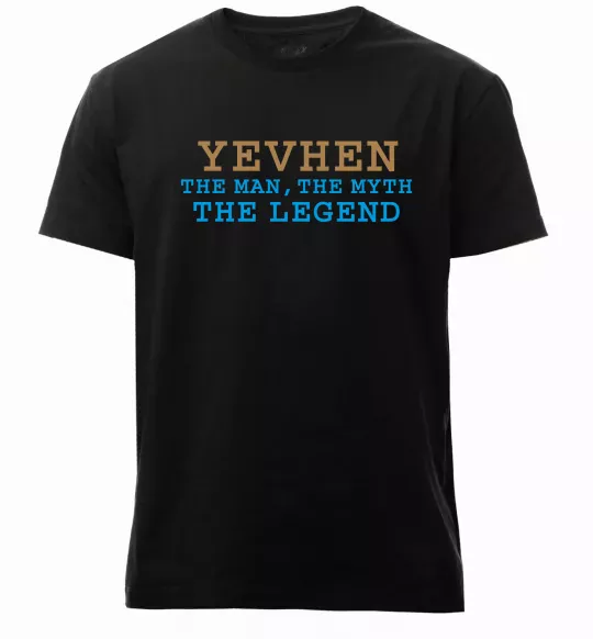 Мужская премиум футболка Yevhen the myth the legend Черный фото