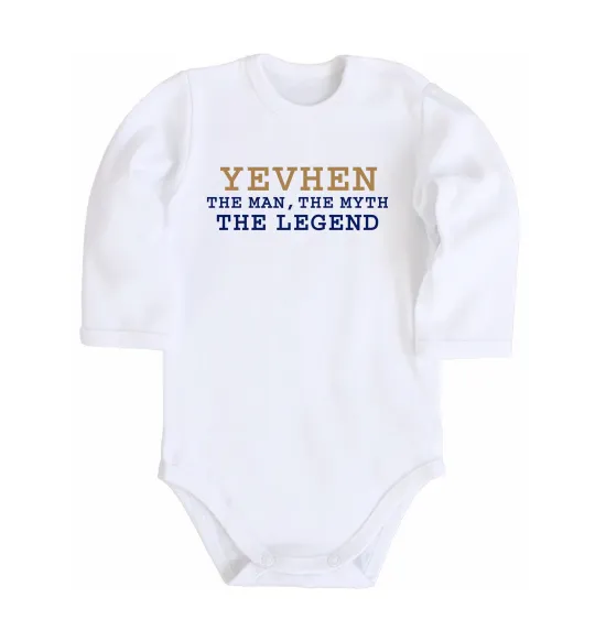 Дитячий бодік Yevhen the myth the legend Білий фото