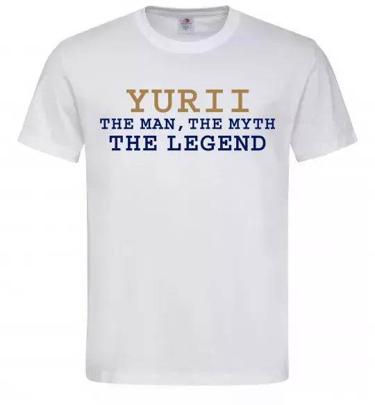 Чоловіча футболка Yurii the myth the legend Білий фото