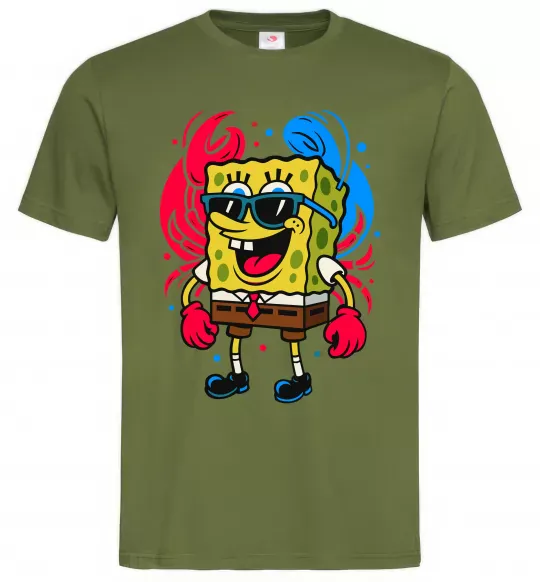 Мужская футболка Спанч боб краб Оливковый фото