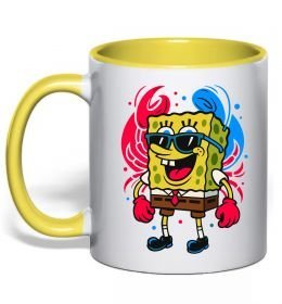 Чашка с цветной ручкой Спанч боб краб