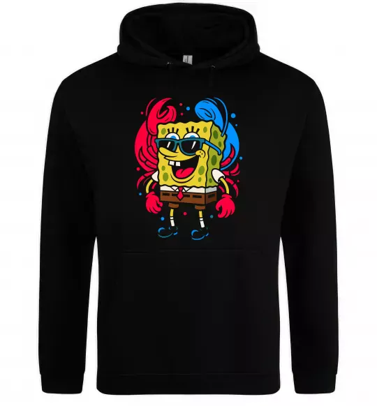 Мужская толстовка (худи) Спанч боб краб Черный фото