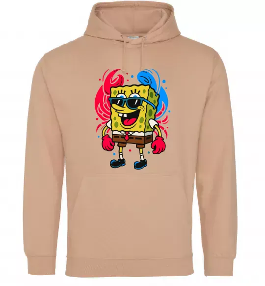 Мужская толстовка (худи) Спанч боб краб Песочный фото