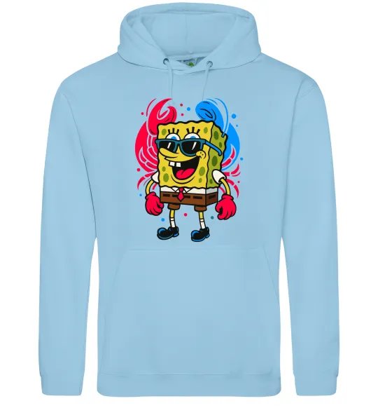 Мужская толстовка (худи) Спанч боб краб Голубой фото