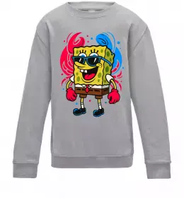 Детский Свитшот Спанч боб краб Серый меланж фото
