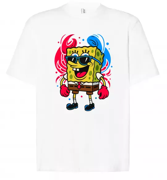 Футболка Оверсайз Спанч боб краб Белый фото