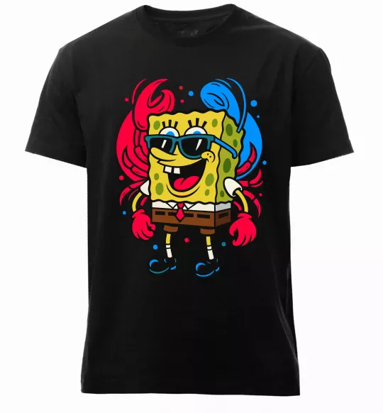 Мужская премиум футболка Спанч боб краб Черный фото