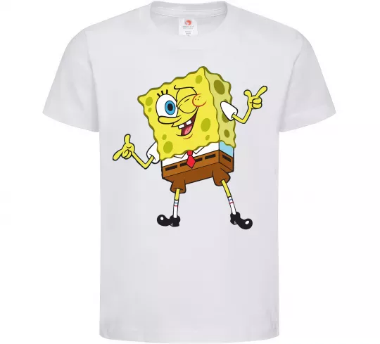 Дитяча футболка Спанч Боб підморгує Білий фото