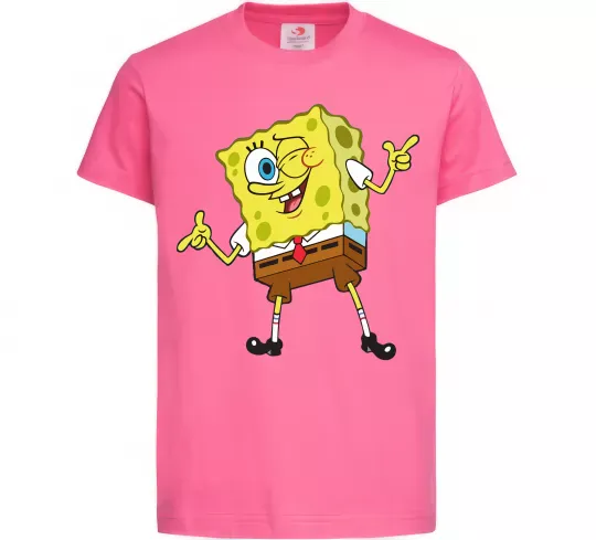 Дитяча футболка Спанч Боб підморгує Яскраво-рожевий фото