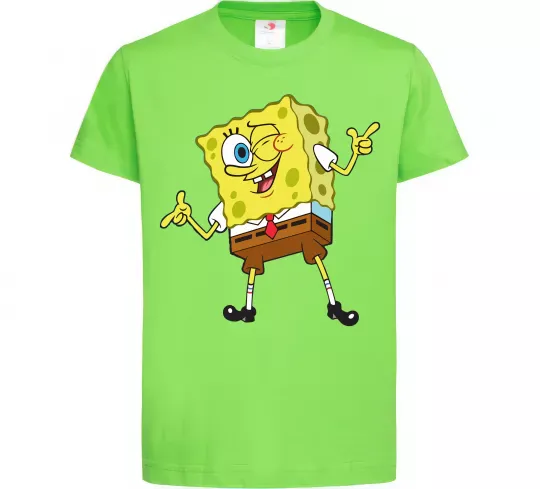 Дитяча футболка Спанч Боб підморгує Лаймовий фото