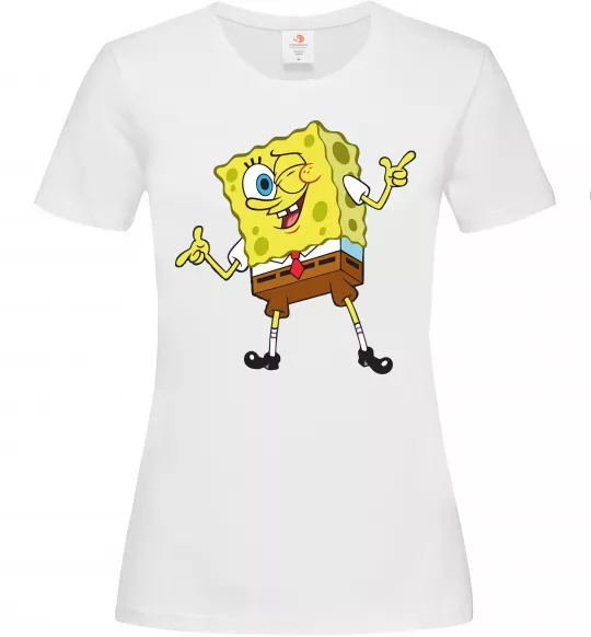 Жіноча футболка Спанч Боб підморгує Білий фото