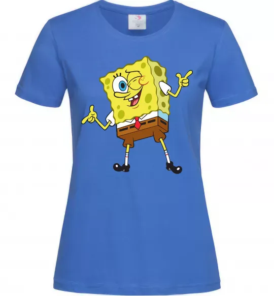 Жіноча футболка Спанч Боб підморгує Яскраво-синій фото