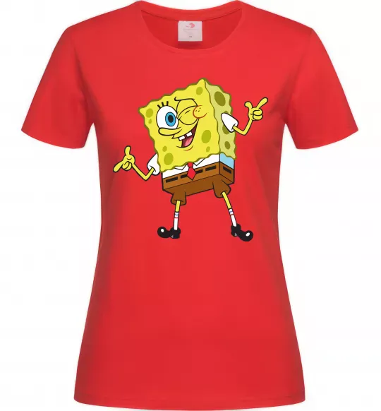 Жіноча футболка Спанч Боб підморгує Червоний фото
