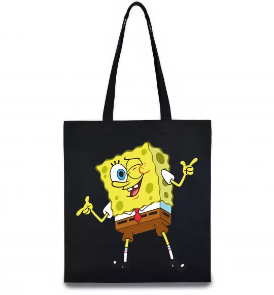 Еко-сумка Спанч Боб підморгує Чорний фото