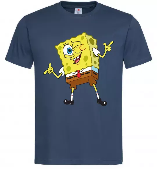 Мужская футболка Спанч Боб підморгує Темно-синий фото