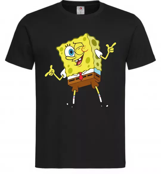 Мужская футболка Спанч Боб підморгує Черный фото