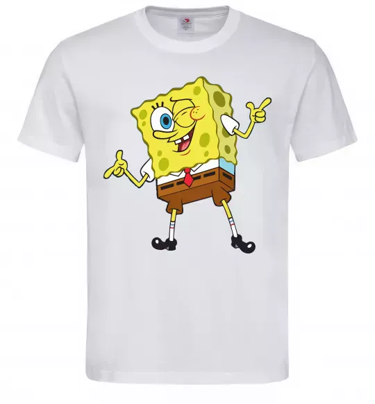 Мужская футболка Спанч Боб підморгує Белый фото