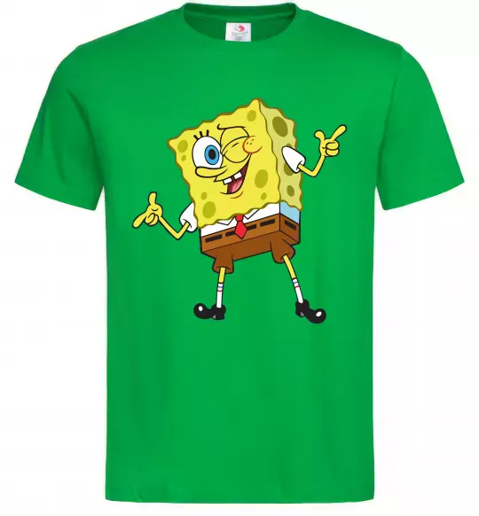Мужская футболка Спанч Боб підморгує Зеленый фото