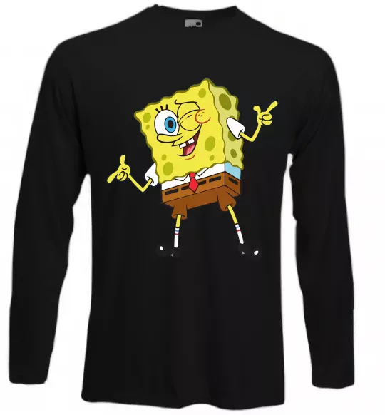 Лонгслів Спанч Боб підморгує Чорний фото