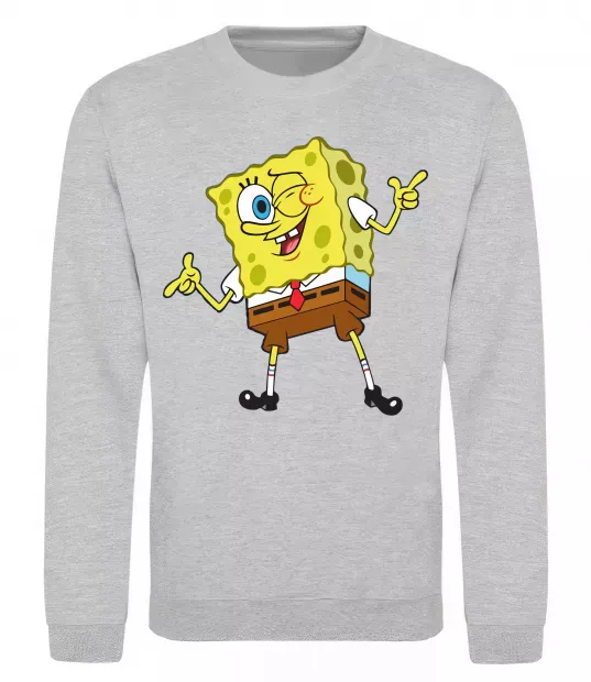 Світшот Спанч Боб підморгує Сірий меланж фото