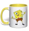 Чашка з кольоровою ручкою Спанч Боб підморгує Сонячно жовтий фото