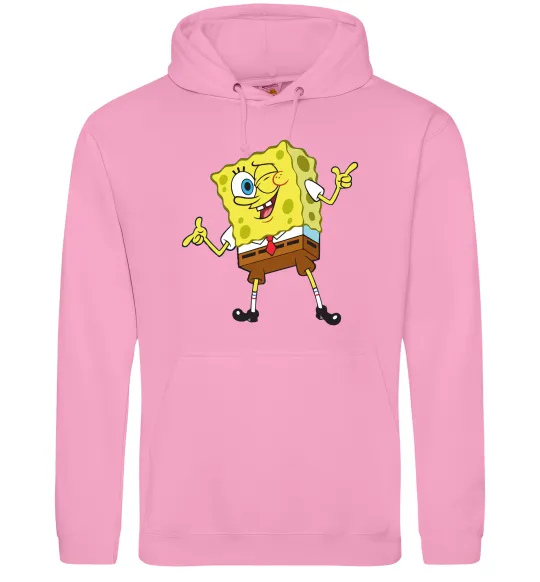 Чоловіча толстовка (худі) Спанч Боб підморгує Рожевий фото