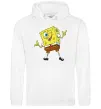 Чоловіча толстовка (худі) Спанч Боб підморгує Білий фото