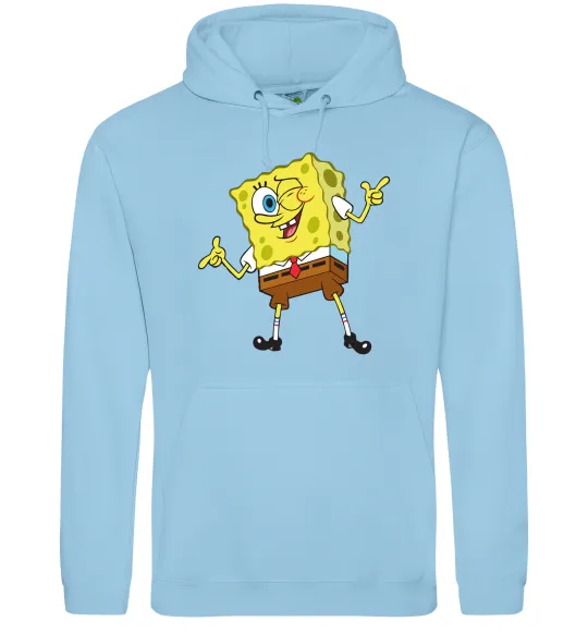 Чоловіча толстовка (худі) Спанч Боб підморгує Блакитний фото