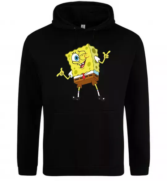 Жіноча толстовка (худі) Спанч Боб підморгує Чорний фото