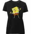 Жіноча преміум футболка Спанч Боб підморгує Чорний фото