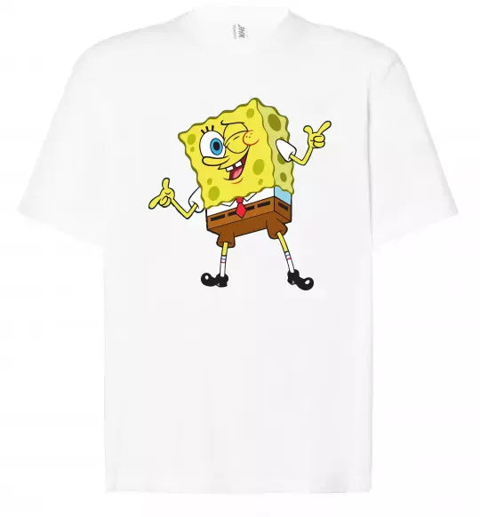 Футболка Оверсайз Спанч Боб підморгує Белый фото