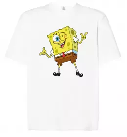 Футболка Оверсайз Спанч Боб на скейті Белый фото