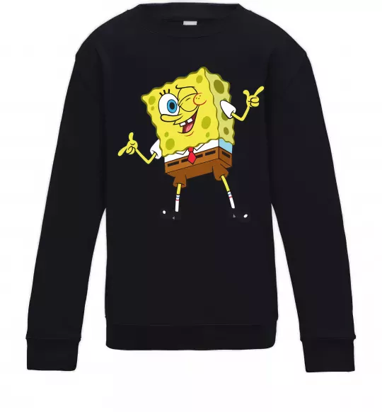 Детский Свитшот Спанч Боб підморгує Черный фото