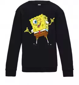 Детский Свитшот Спанч Боб підморгує Черный фото
